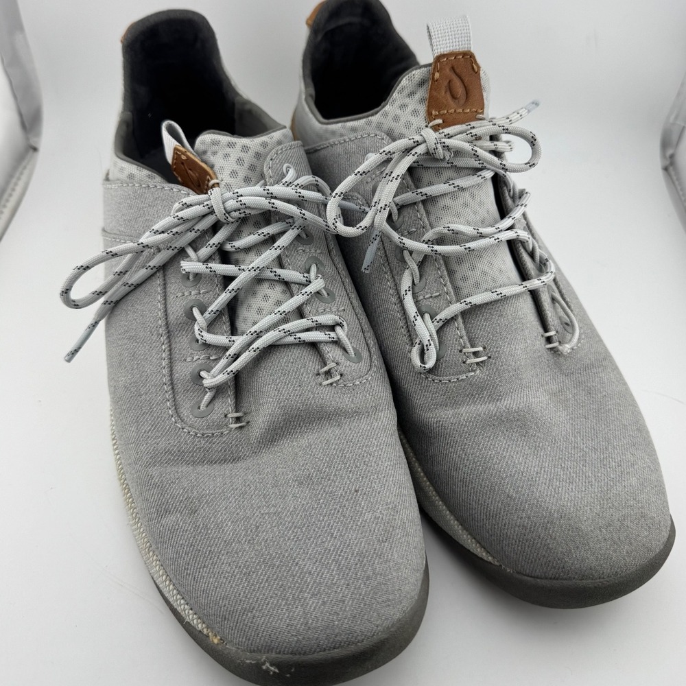 OluKai Nanea Li Sneakers 8.5 Grey Excellent Casual Leather Trim 10485-PGVP